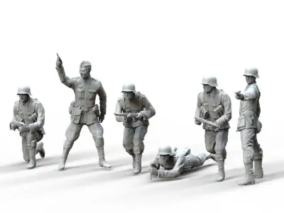 German officer and German soldiers 3D print model purchase