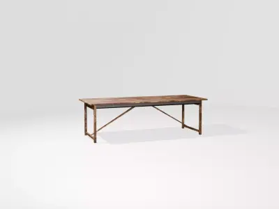 Game Ready - Wooden Industrial Table Low-poly 3D model