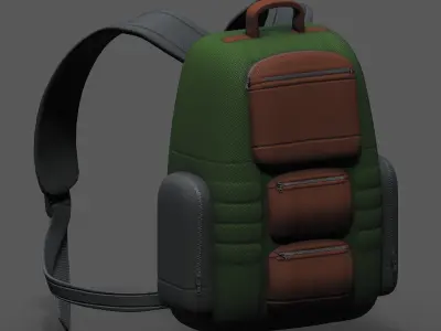Backpack bag baggage Color 3d low poly Low-poly  Low-poly 3D model