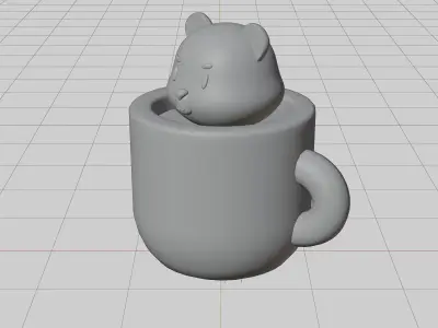 Bear on a Cup Coffee model 3D model
