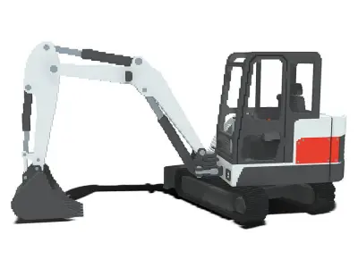 Voxel Bobcat Excavator Low-poly 3D model