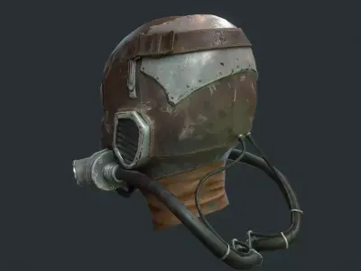 Steampunk Respirator Helmet Low-poly 3D model