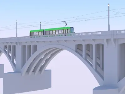 Bridge with Stadler tram 3D model