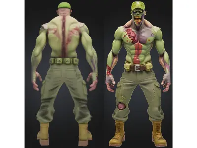 Military Zombie Soldier Warrior Low-poly 3D model