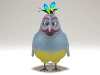 cartoon bird Low-poly 3D model get