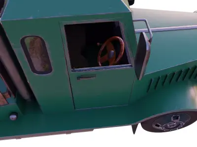 An old truck in a low poly  cartoon style Low-poly 3D model