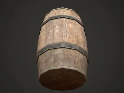 Barrel Low Poly wooden Low-poly 3D model