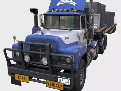 Vintage american dropdeck truck  Low-poly 3D model