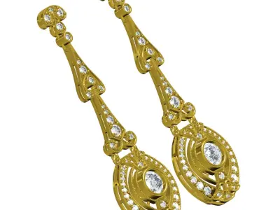 Unique Vintage Style Earring 3D print model