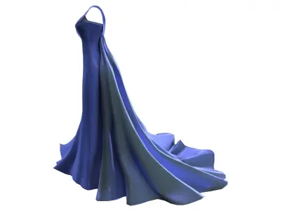 Royal Blue Dress Low-poly 3D model
