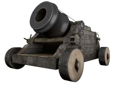 15th Century Mortar Cannon Rusty Low Poly  Low-poly 3D model