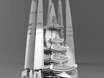 Cyberpunk Chancellor Tower Kitbash 1 3D model