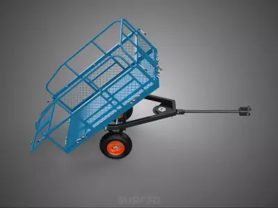 TILTING LIFTER TRAILER CAGE CARGO CART WAGON GARDEN ATVS TRACTOR 3D model