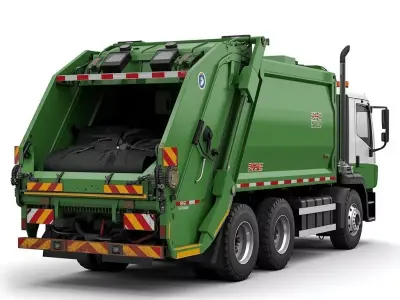 Realistic Garbage Truck 3D Model Low-poly 3D model