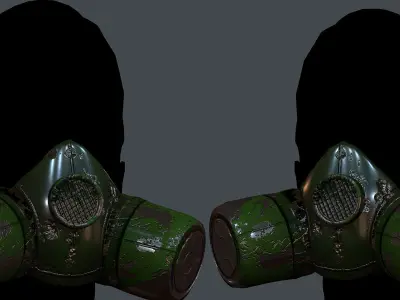 Gas mask helmet 3d model scifi Low-poly Low-poly 3D model Low-poly 3D model 7