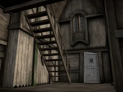 Medieval Lake Village - House 18 with interiors 3D model