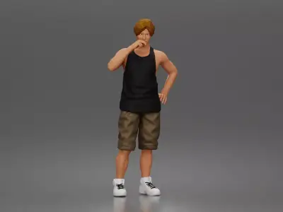 Relaxed tank and shorts smoking moment with urban cool 3D print model