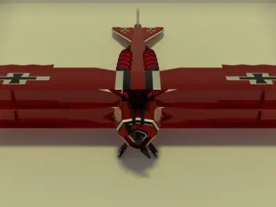 Red Triplane Low-poly 3D model