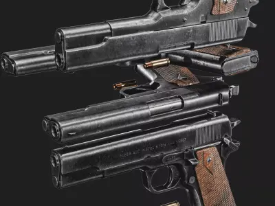 Kongsberg M1914 1912 Pistol  Low-poly 3D model