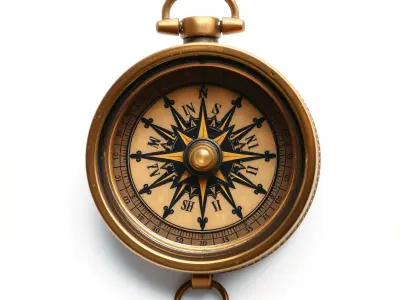 Antique Brass Compass Model Pack Low-poly 3D model