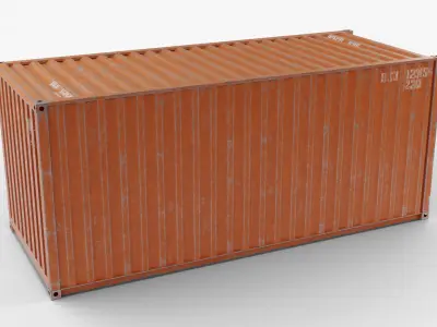 20Ft Cargo Container - Orange - Dirty 3D model