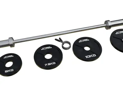 Weights and Olympic Bar 3D model