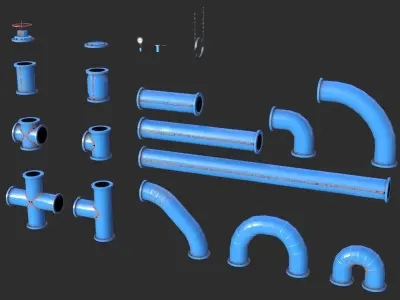 Painted Pipes Low-poly 3D model