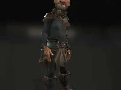 Viking Bold Dwarf Warrior Character Animated 3D model