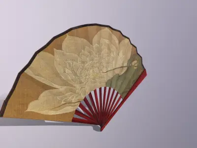 Folding fan Low-poly 3D model order