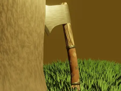 Simple Fantasy Hand Axe Low-poly 3D model