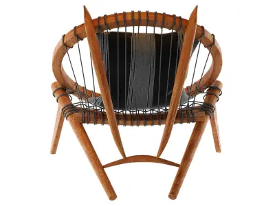 Armchair Devil Wood Woven 3D model