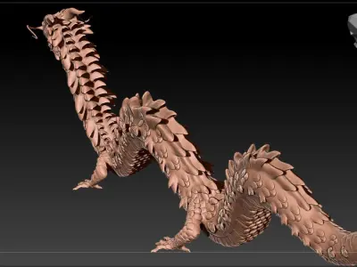 Japanese Dragon Low-poly 3D model