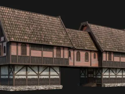 225-226-227-228 Old Medieval Houses Pack 4K Textures Low-poly 3D model
