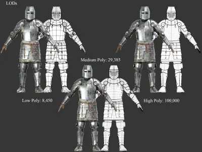 Medieval Collection Knightly Swordsman 3D Model Pack