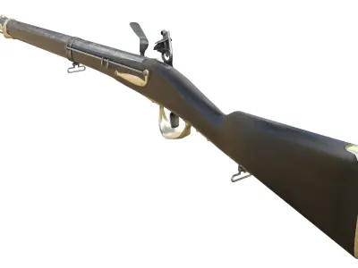 French Cavalry Flintlock Carbine Low-poly 3D model