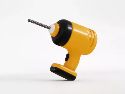 Cordless Power Drill Machine Low-poly 3D model