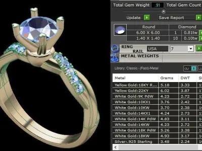 Antique Dainty Twist Round Diamond Engagement Ring 3D print model