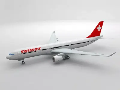 Airbus A330 Airliner - Swiss Air Low-poly 3D model