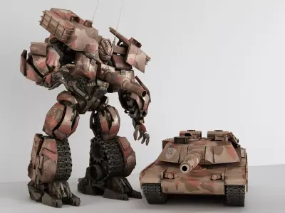 robot  Transformers  tank Low-poly 3D model