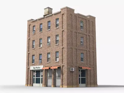 Apartment Building x3 Low-poly 3D model