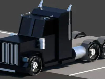 low poly truck semi Low-poly 3D model