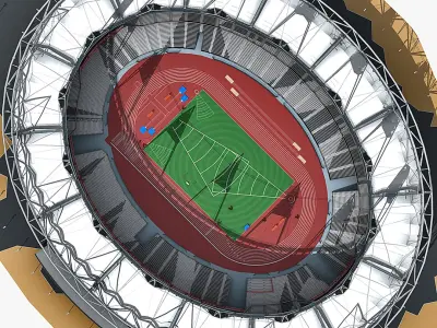 Olympic Stadium With Athletics Equipment 3D model