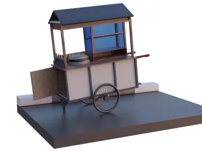 Street food cart Low-poly 3D model purchase