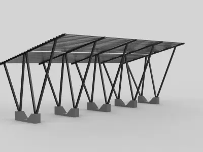 Carport Car Metall 06 3D model