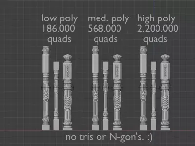 Balusters collection part 2 Free 3D model