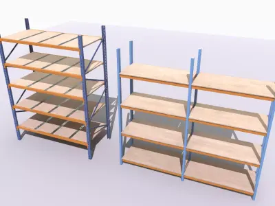 Industrial shelves 3 Low-poly 3D model