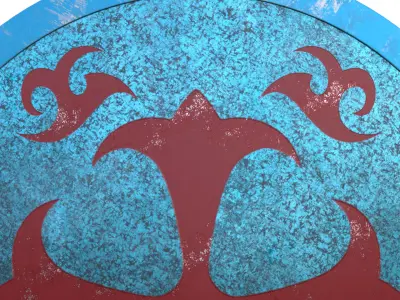 Fantasy Blue Heraldic Shield 3D Model Low-Poly Game Ready PBR Low-poly 3D model