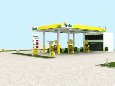 S-Oil Korean Gasoline Station High Detail 3D model