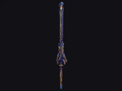 Sword Magical Cutting Fantasy Melee Dagger Iron Blade Saber Low-poly 3D model 4