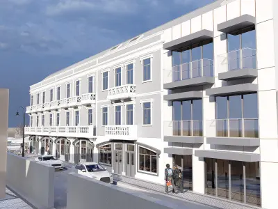 43x5m Multifamily 3 Storey Commercial Building SketchUp Only 3D model